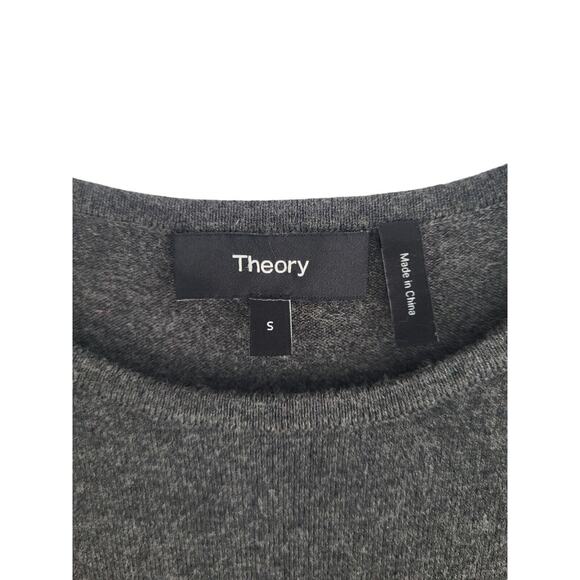 Theory Pleated Long Sleeve Sweater Dress Small Gray Wool Flannel Office Neutral - Picture 4 of 15